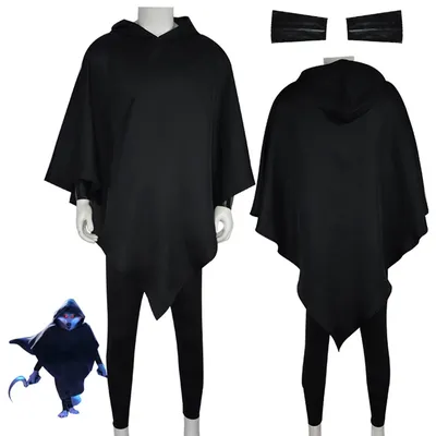 Anime Der gestiefelte Kater Cosplay Todeswolf Kostüm Outfit Schwarzer Hoodie Umhang Hose Uniform Image