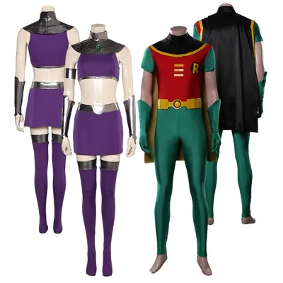 Robin Starfire Cosplay Fantasia Kostüm Outfits Erwachsene Männer Frauen Fantasy Kleid Bodysuit Halloween Karneval Party Verkleidung Anzug Image
