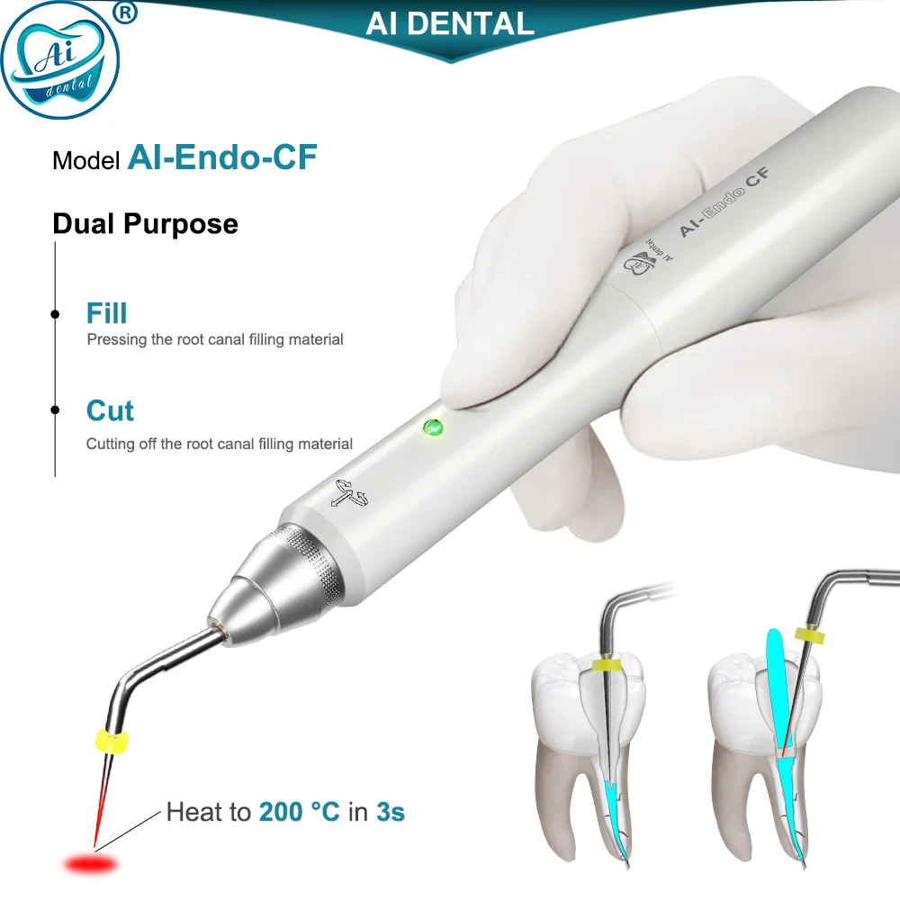 Ai-endo-cf zahn ärztliche drahtlose Guttapercha Obtu ration Pen 3s schnelle Erwärmung kann Doppel zweck mit 2 Spitzen füllen und schneiden Image