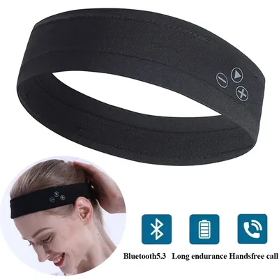 Wireless Bluetooth 5,3 Kopfhörer schweiß fest Sport Stirnband Musik Headset mit Mikrofon Yoga Running Kopfhörer für Männer & Frauen Image