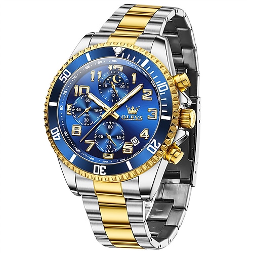neue Olevs Ole Trend Mode Herrenuhren Kalender leuchtender Chronograph Mondphase drei Zeiger Multifunktions-Quarzuhr wasserdichte Sport-Herrenarmbanduhr
