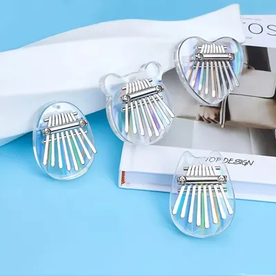 Miwayer 8 Keys Mini Kalimba Rainbow Transparent Heart Crystal Kalimba Acrylic Thumb Piano Acoustic