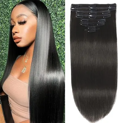 Clip in Hair Extensions Real Human Hair 120g Straight 100% Brazilian Remy Human Hair Clip in Hair