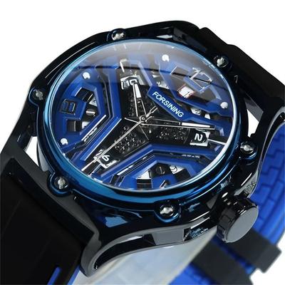 FORSINING Men Mechanical Watch Fashion Casual Wristwatch Automatic Self-winding Calendar Waterproof Decoration Silicone Gel Watch