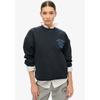 Sweatshirt SUPERDRY "ATHLETIC LOOSE CROP CREW", Damen, Gr. XL, blau (eclipse navy), Sweatware, Obermaterial: 100% Baumwolle, unifarben, casual, loose fit, Rundhals, Langarm Rippbündchen, Sweatshirts