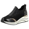 Slip-On Sneaker REMONTE "Elisabeth Hurley-Collection", Damen, Gr. 44, gold (schwarz, goldfarben), Lederimitat, Textil, sportlich, Schuhe, Keilsneaker, Slipper, Schlupfschuh, Freizeitschuh, vegan