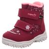 Winterboots SUPERFIT "HUSKY1 WMS: mittel", Kinder, Gr. 25, rot (dunkelrot, rosa schneeflocken), Textil, casual, Schuhe, Snowboots mit wasserdichtem GORE TEX, Größenschablone zum Download