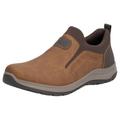 Slipper RIEKER, Herren, Gr. 44, braun (braun, schwarz), Lederimitat, Textil, sportlich, Schuhe, Schlupfschuh, Halbschuh, Freizeitschuh mit gepolstertem Schaftrand