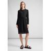 Blusenkleid STREET ONE, Damen, Gr. 42, EURO-Größen, schwarz, Stoff, 100% Polyester, unifarben, casual, gerade knielang, Rundhals, Langarm Bündchen, Kleider, mit Knopfleiste