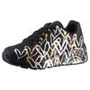 Plateausneaker SKECHERS "Skechers x JGoldcrown: Uno Lite - Metallic Love", Kinder, Gr. 35, schwarz (schwarz kombiniert), Lederimitat, metallic, Glitzer, casual, Schuhe, Schnürschuh, Keilsneaker mit Herzchen im Metallic Look bedruckt