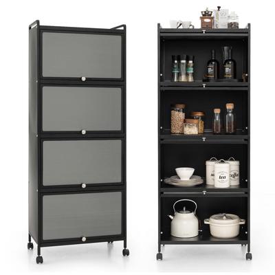 5-Tier Kitchen Baker's Rack Storage Cabinet w/ Mobile Microwave Stand