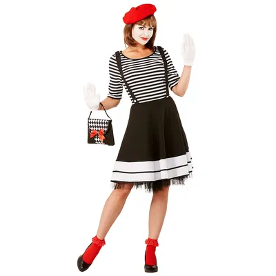 Kostüm Pantomime-Kleid, schwarz/weiß Image