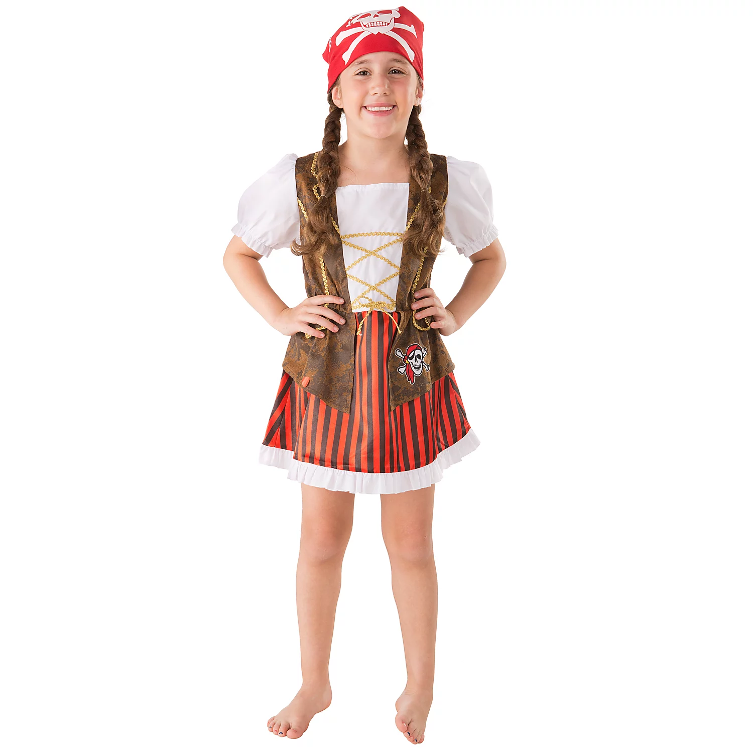 Piratin-Kostüm für Kinder, braun/rot Image