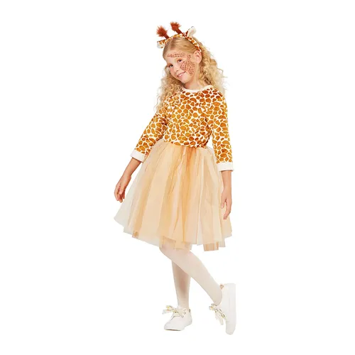 buttinette Kinderkleid Giraffe Gittchen, creme/hellbraun