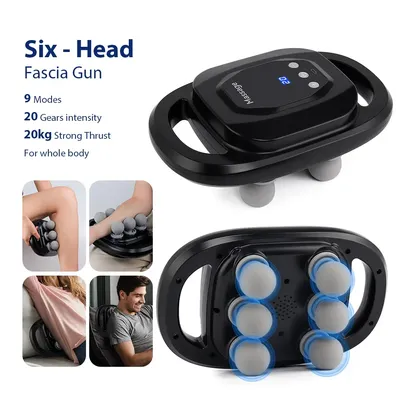 ​20 Gears Fascia Gun Six-head Massage Gun High Frequency Vibration Body masajeador Waist Back