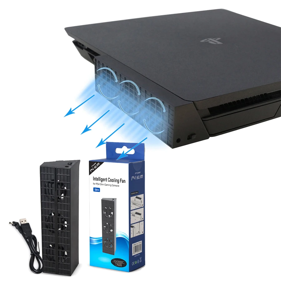 For PS4 Console Cooler,Cooling Fan For PS4 USB External3-Fan Super Turbo Temperature Control For Playstation 4 Console