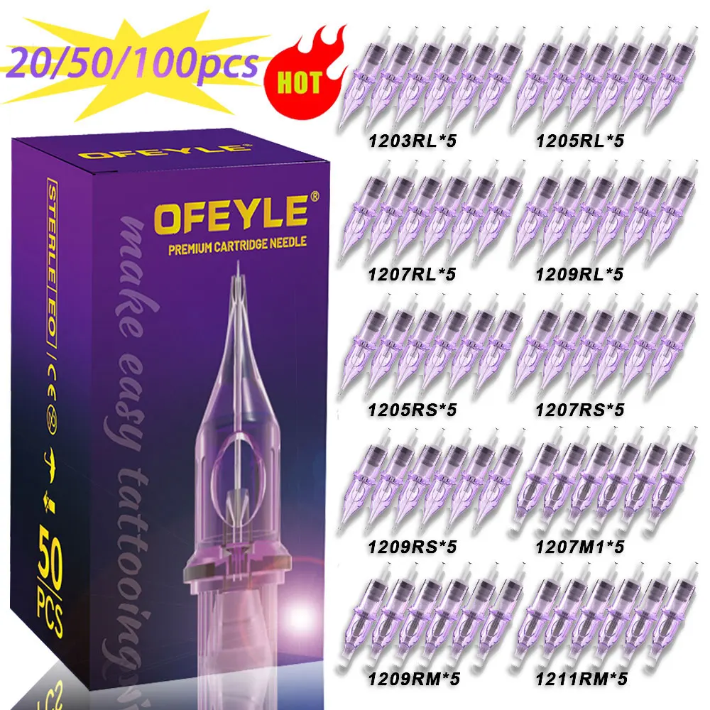 OFEYLE 20/50/100PCS Mixed Professionelle Tattoo Patrone Nadeln mit Membran Sicherheit Patronen Einweg Tattoo Nadel Image