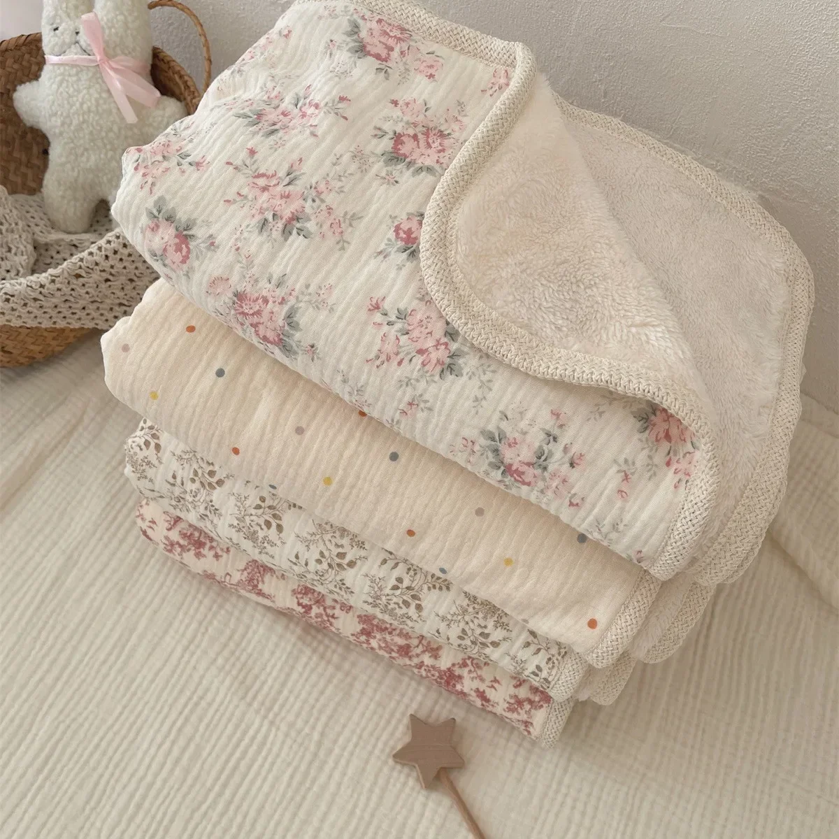 Winter Baby Decke für Neugeborene Fleece Baumwolle Musselin Swaddle Bettwäsche Samt Kinderwagen Abdeckung Neue Geboren Kinder Decke Mutter Kinder Image