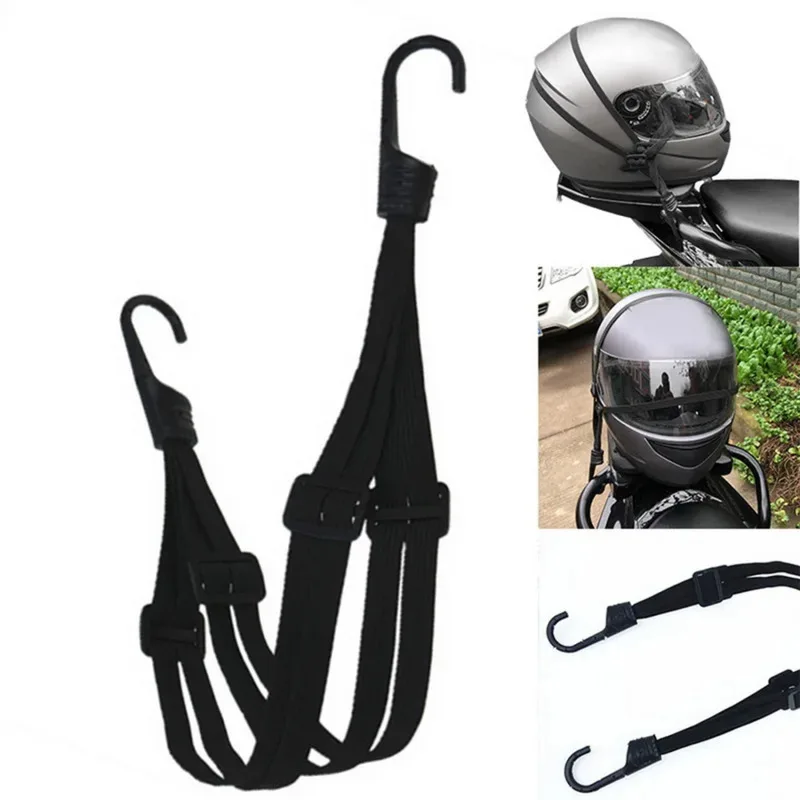 60/90 cm Motorrad Helm Riemen Motorrad Accessoy Haken Gepäck Versenkbare Elastische Seil Festen Strap Motos Helm Gepäck Net Image