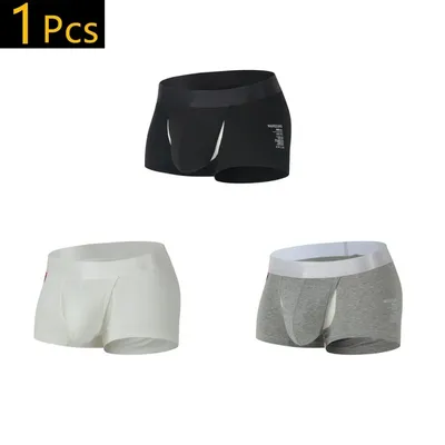 Plus Größe M-XXXL Vorne Offen Unterwäsche Männer Baumwolle Sexy männer Boxer Shorts Höschen Bequeme Weiche Männliche Boxer U Konvexen dessous Image