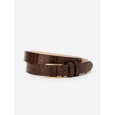 J.McLaughlin Women's Allegra Leather Belt in Croc Chocolate, Size XS