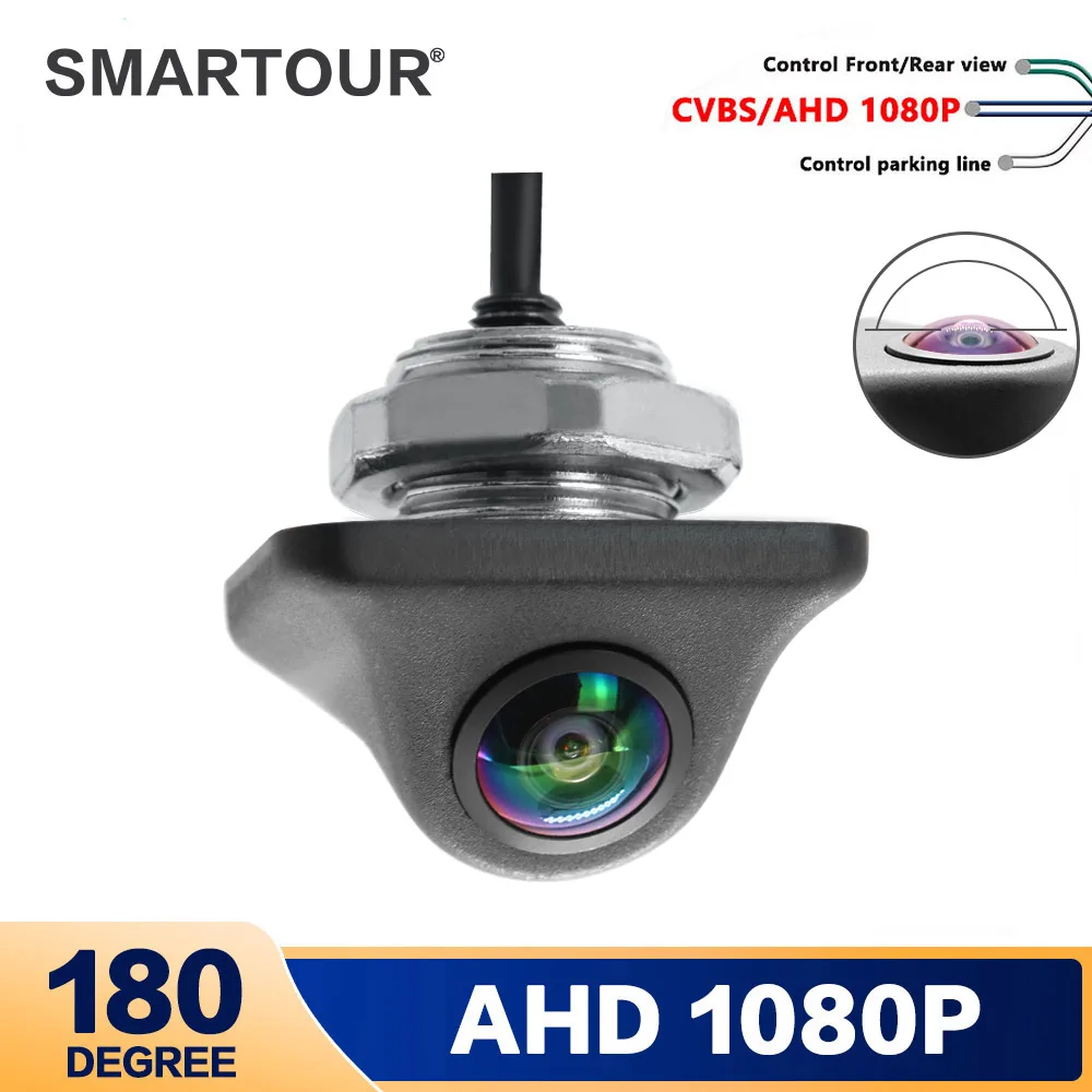 Smartour AHD 1920 x 1080P Auto-Rückfahrkamera, 180 Fisheye-Objektiv, Full HD, Nachtsicht, Fahrzeug-Rückfahrkamera, Auto-Frontkamera Image