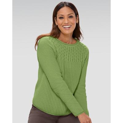 Draper's & Damon's Women's Bayside Cotton Mixed-Stitch Pullover - Green - PXL - Petite