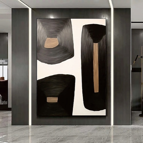 abstrakte schwarze Gemälde, handgemalte abstrakte schwarze Gemälde auf Leinwand, reich strukturierte Acrylmalerei, moderne Wandkunst, handgemaltes Kunstwerk für die Wanddekoration im Wohnzimmer Image