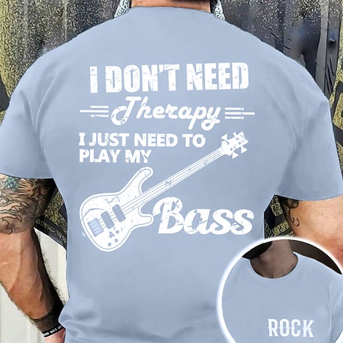Herren Bassist T-Shirt Ich brauche keine Therapie ich muss nur meine Bassmusik spielen Grafik-Tee Image