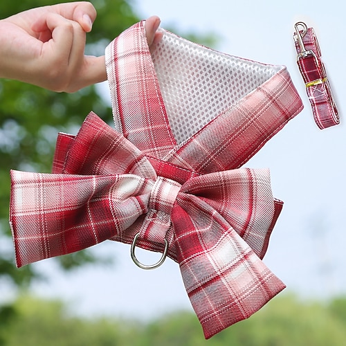 Hunde Katzen Pelzige Kleintiere Geschirre Leinen Einstellbar Tragbar Langlebig Outdoor Gehen Plaid 1 Stück Image