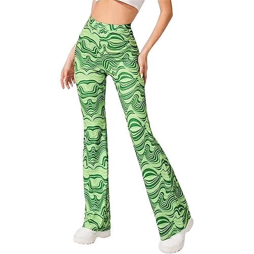 Hippie Retro Vintage Boho 1970er Disko Hose Glockenhose Hose mit weitem Bein Yoga-Hose Damen Kostüm Jahrgang Cosplay Hosen Schlager Outfit Image