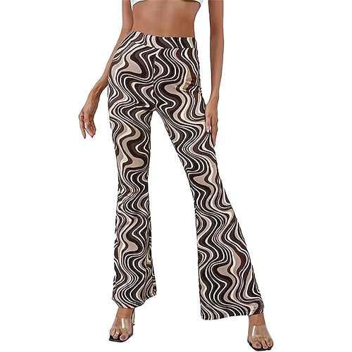 Hippie Retro Vintage Boho 1970er Disko Hose Glockenhose Hose mit weitem Bein Yoga-Hose Damen Kostüm Jahrgang Cosplay Hosen Schlager Outfit Image