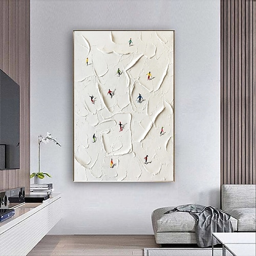 weißes 3D-Strukturölgemälde, handgefertigt, weißes abstraktes Gemälde, Wandkunst, weiße Strukturmalerei, Wandkunst, weiße abstrakte Kunst, handgemaltes weißes 3D-Strukturgemälde, weißes abstraktes Image