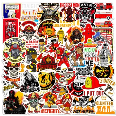 10/30/50pcs Firefighter Style Cartoon Stickers Brave Fireman Fire Trucks Decals for Phone Guitar Diary Sticker Kids Toys