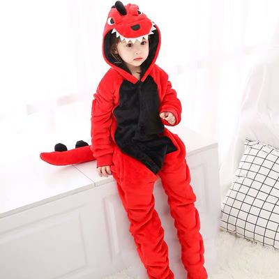 Kid's Kigurumi Pajamas Dinosaur Animal Patchwork Onesie Pajamas Flannel Toison Cosplay For Boys and Girls Animal Sleepwear Cartoon Festival Holiday Costumes Leotard World Book Day Costumes