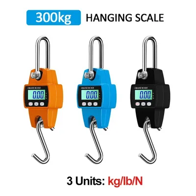 300kg High Precision Crane Scale Portable Electronic Stainless Steel Hook Hanging Scale LCD Digital