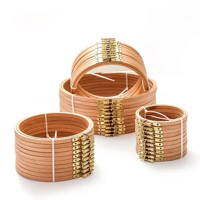 10pc/Set High Quality Beech Hoop 3-12 Inchs Wooden Embroidery Hoops Frame Embroidery Circle Ring Kit