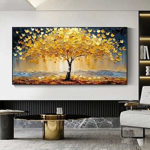 3d oro albero pittura a olio fatto a mano albero d'oro pittura a olio su tela grande astratto strutturato oro giallo albero pittura a olio albero della vita pittura arte della parete personalizzata