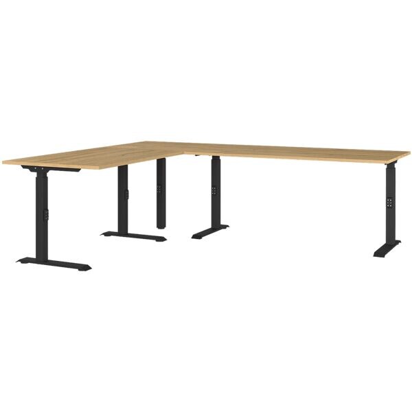 Germania-Werke Eckschreibtisch höhenverstellbar (mechanisch) »Agenda Home« 3-teilig, 2 Schreibt braun, 240x91x200 cm