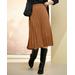 Draper's & Damon's Women's Stretch Microsuede Pleated Skirt - Brown - PL - Petite