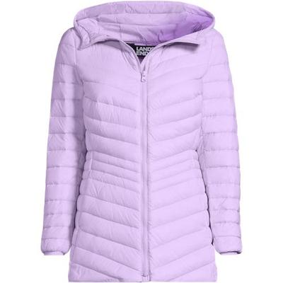 Wanderweight Down Ultralight Packable Jacket with Hood, Women, size: 10-12, regular, Purple, Nylon/Down, by Lands' End