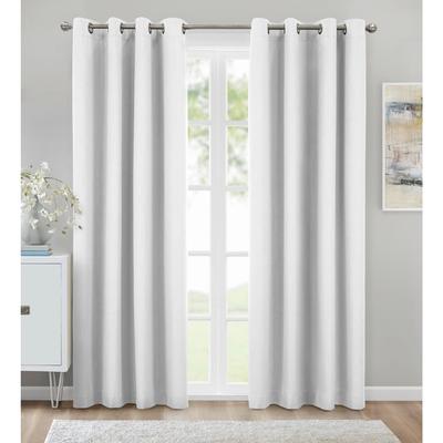 Wide Width Kelly Blackout Grommet Curtain Panel by Thermaplus in White (Size 52