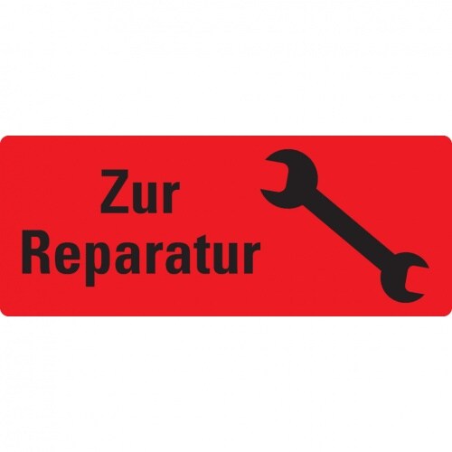 König Werbeanlagen Dreifke® Organisationsetik. Zur Reparatur, Pikto, rot, Haftpapier, ablösbar, 50x20mm, 500/Rolle Image