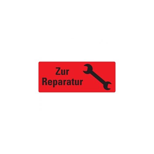 König Werbeanlagen Dreifke® Organisationsetik. Zur Reparatur, Pikto, rot, Haftpapier, ablösbar, 50x20mm, 500/Rolle