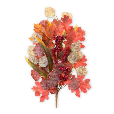 Mixed Fall Foliage Leaf Stem (Set Of 2) by BrylaneHome in Orange