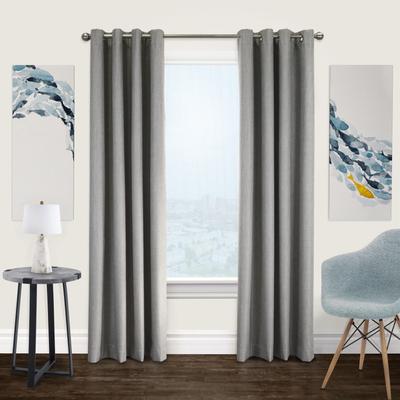 Wide Width Newberry Blackout Grommet Curtain Panel by Thermaplus in Greige (Size 52" W 108"L)