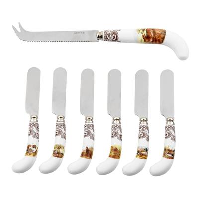 Spode Woodland Cheese Knife and 6 Spreaders