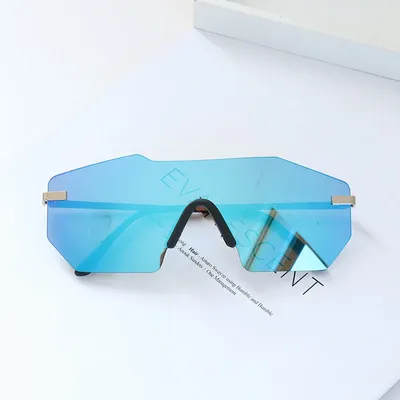 Oversize Metal Reflective Film Rimless Women Men Sunglasses Integration Ocean Film Shades Sun Glasses Eyewear for Male Female ﻿
