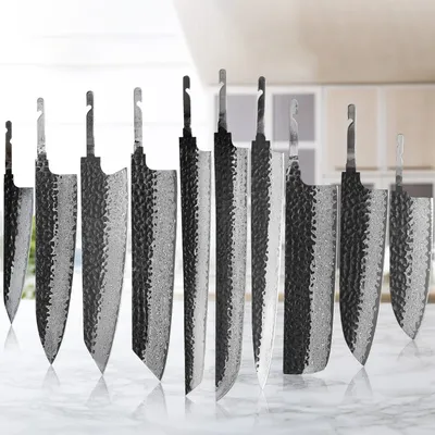 TURWHO 1-10 Pieces Japanese Chef Knife Blank Blade DIY Damascus Steel VG10 Core Kitchen Knives Set Knife Making Tools No Handle