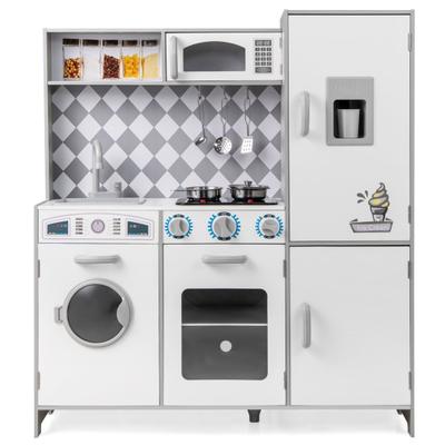 Costway Pretend Play Kitchen for Kids Aged 3+ with Real Sounds and Lights-White